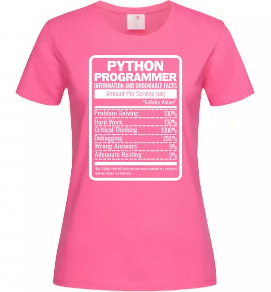 Жіноча футболка Python programmer Яскраво-рожевий фото