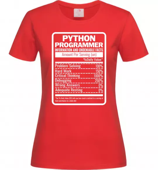 Жіноча футболка Python programmer Червоний фото