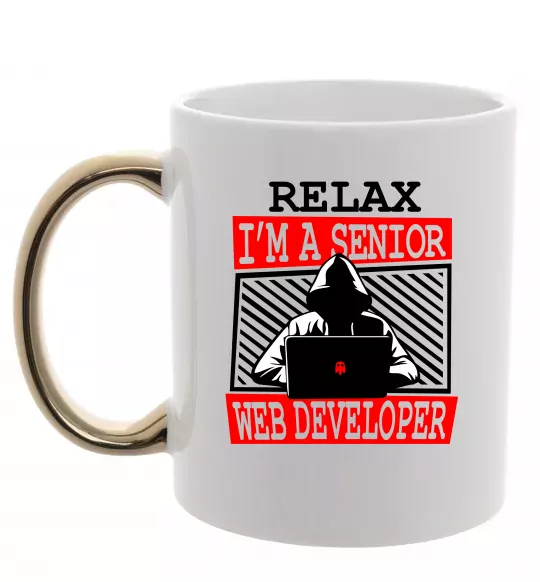 Чашка с цветной ручкой Senior web developer Золото фото