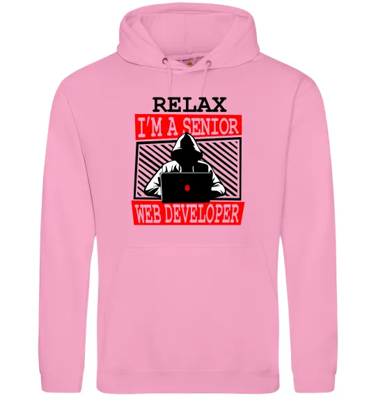 Мужская толстовка (худи) Senior web developer Розовый фото
