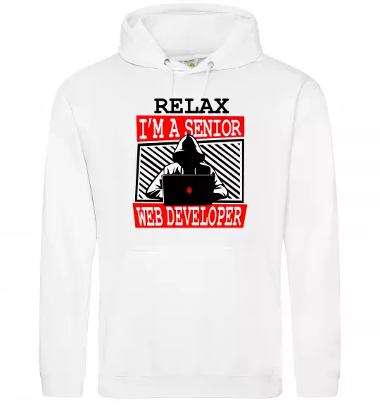 Женская толстовка (худи) Senior web developer Белый фото