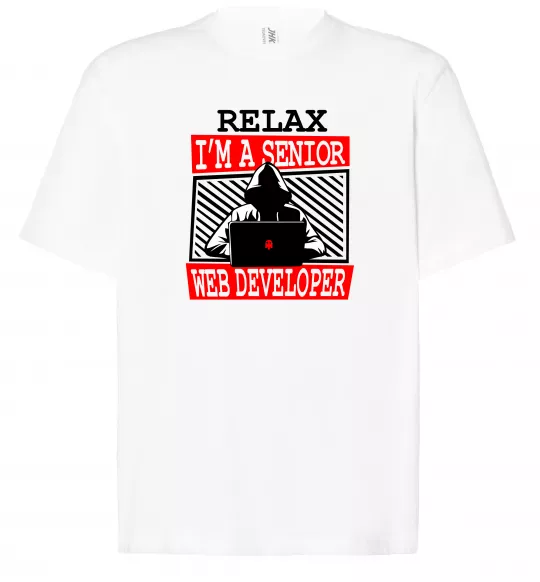 Футболка Оверсайз Senior web developer Білий фото