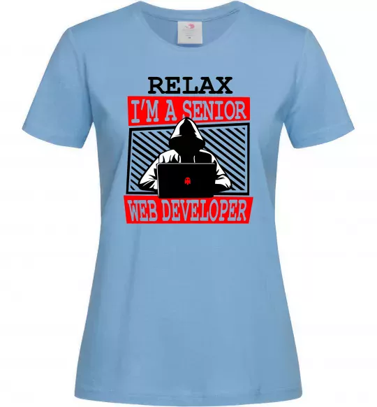 Женская футболка Senior web developer Голубой фото