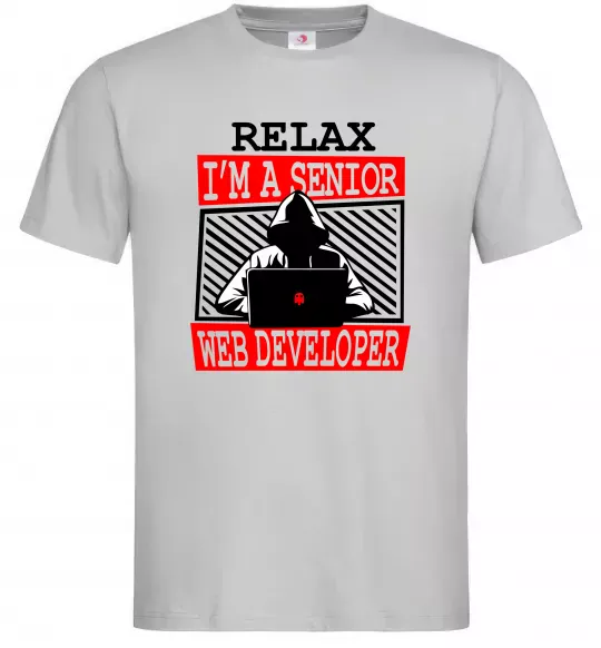 Мужская футболка Senior web developer Серый фото
