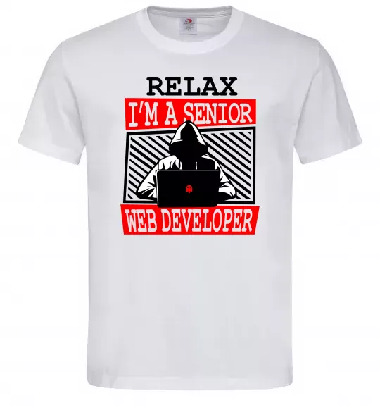 Мужская футболка Senior web developer Белый фото