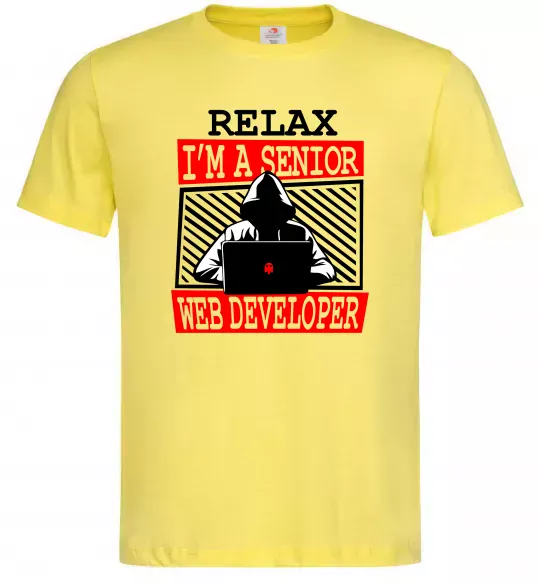 Мужская футболка Senior web developer Лимонный фото