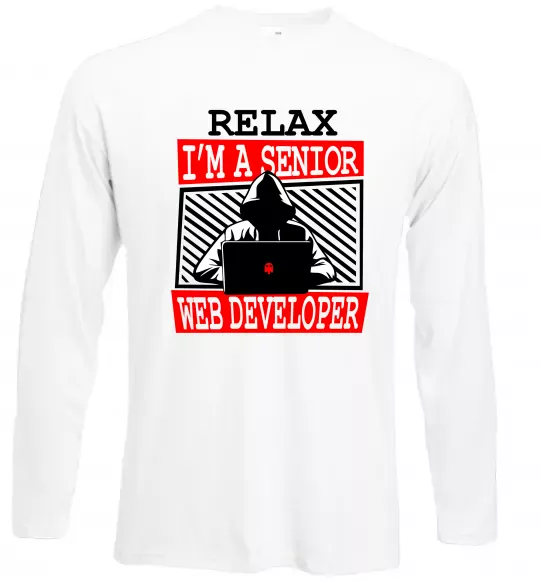 Лонгслів Senior web developer Білий фото