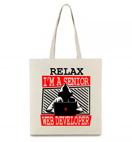 Еко-сумка Senior web developer Бежевий фото