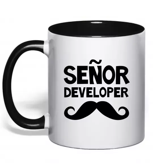 Чашка с цветной ручкой Senior developer Черный фото