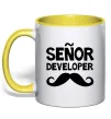 Чашка с цветной ручкой Senior developer Лимонный фото