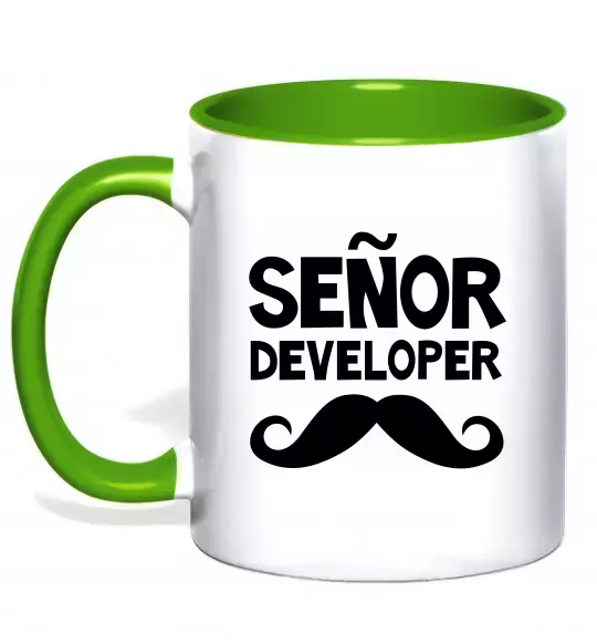 Чашка с цветной ручкой Senior developer Зеленый фото