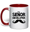 Чашка с цветной ручкой Senior developer Красный фото