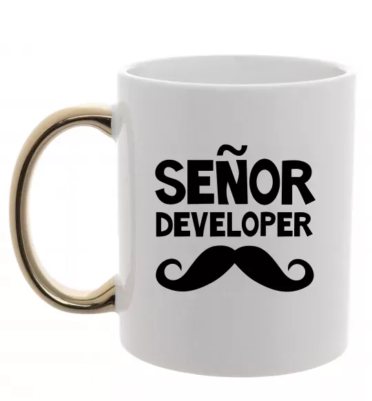 Чашка с цветной ручкой Senior developer Золото фото