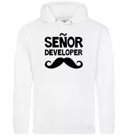 Мужская толстовка (худи) Senior developer Белый фото
