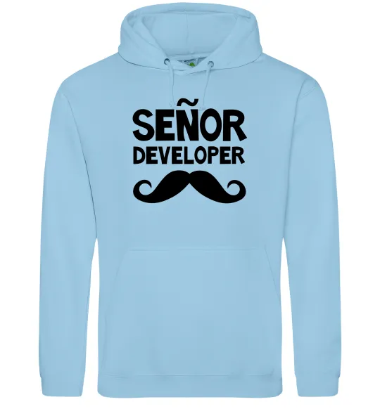 Мужская толстовка (худи) Senior developer Голубой фото