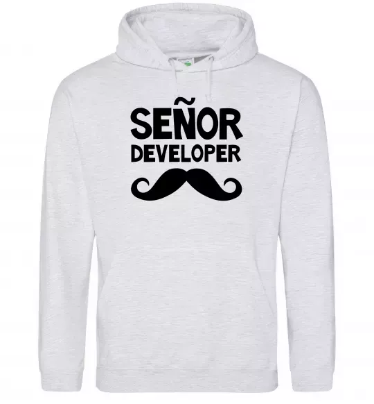 Женская толстовка (худи) Senior developer Серый меланж фото