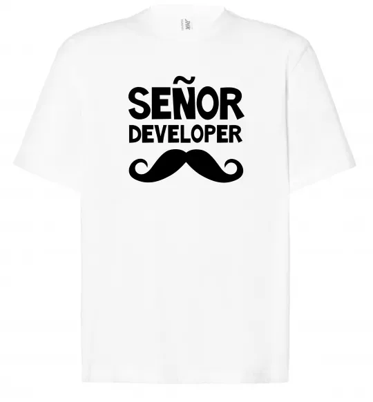 Футболка Оверсайз Senior developer Белый фото
