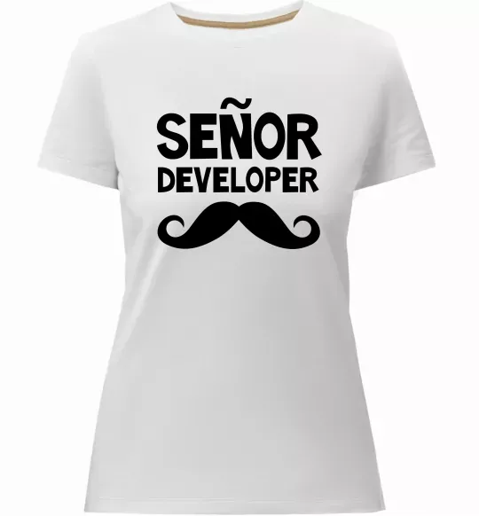Жіноча преміум футболка Senior developer Білий фото