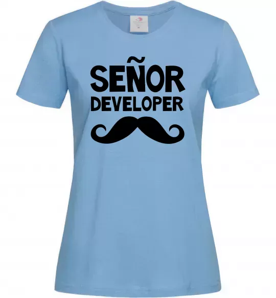 Женская футболка Senior developer Голубой фото