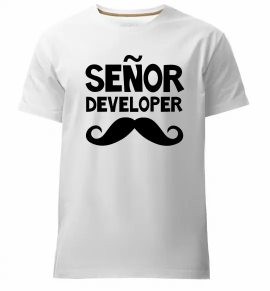 Мужская премиум футболка Senior developer Белый фото