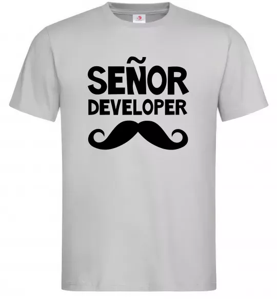 Мужская футболка Senior developer Серый фото