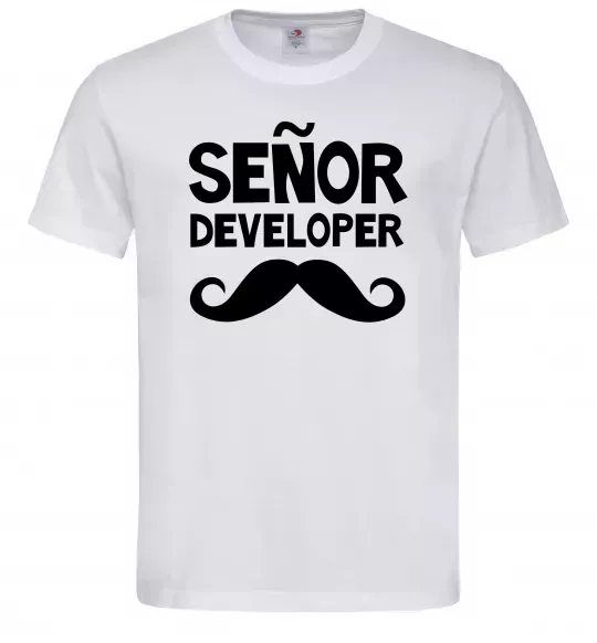 Мужская футболка Senior developer Белый фото