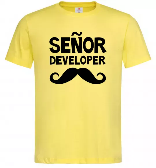 Мужская футболка Senior developer Лимонный фото