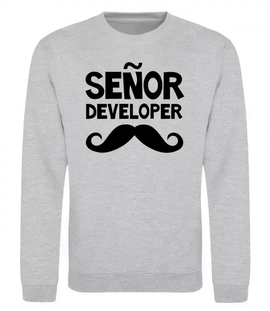Свитшот Senior developer Серый меланж фото