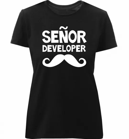 Жіноча преміум футболка Senior developer Чорний фото