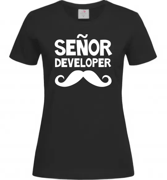 Женская футболка Senior developer Черный фото
