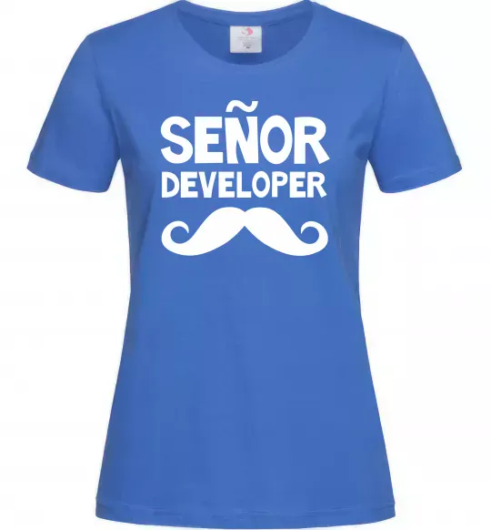 Женская футболка Senior developer Ярко-синий фото