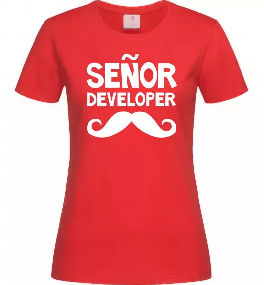 Женская футболка Senior developer Красный фото