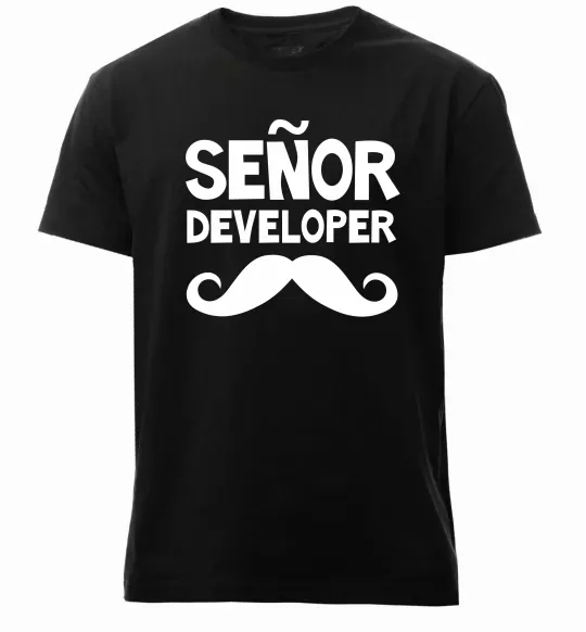 Мужская премиум футболка Senior developer Черный фото