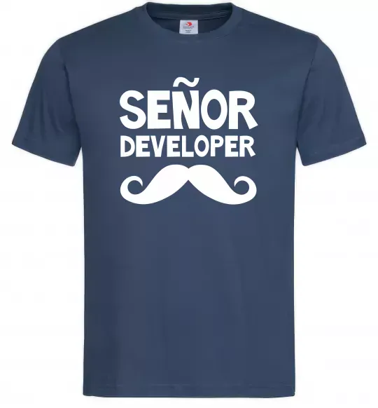 Мужская футболка Senior developer Темно-синий фото
