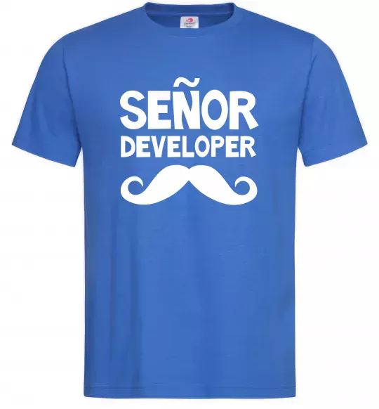 Мужская футболка Senior developer Ярко-синий фото