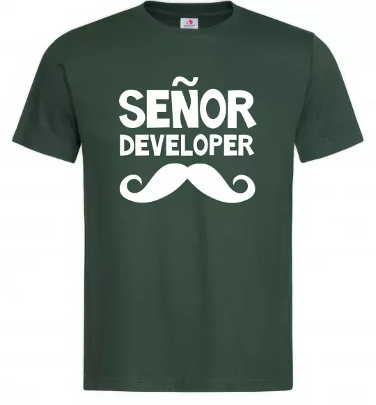 Мужская футболка Senior developer Темно-зеленый фото