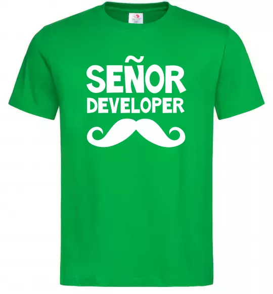 Мужская футболка Senior developer Зеленый фото