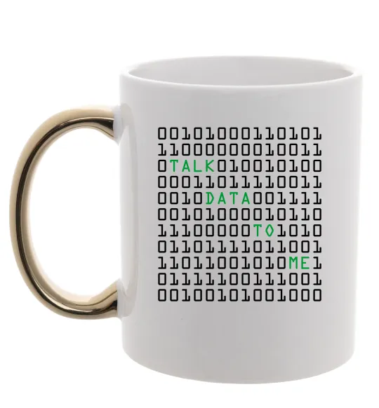 Чашка з кольоровою ручкою Talk data to me Золото фото