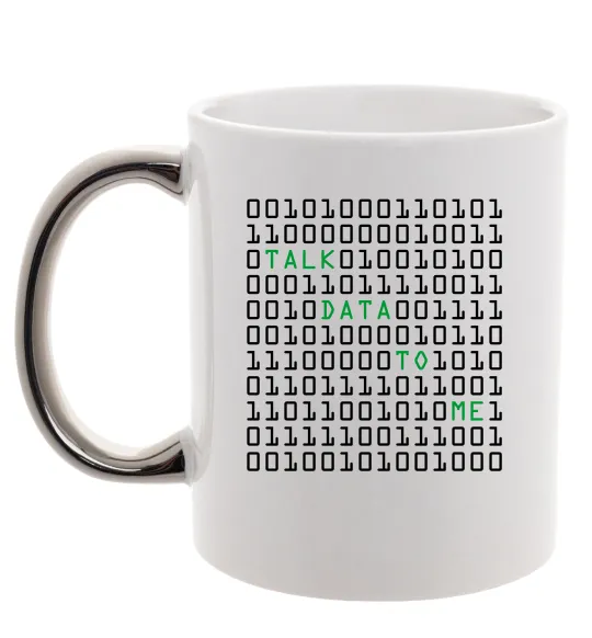 Чашка з кольоровою ручкою Talk data to me Срібло фото
