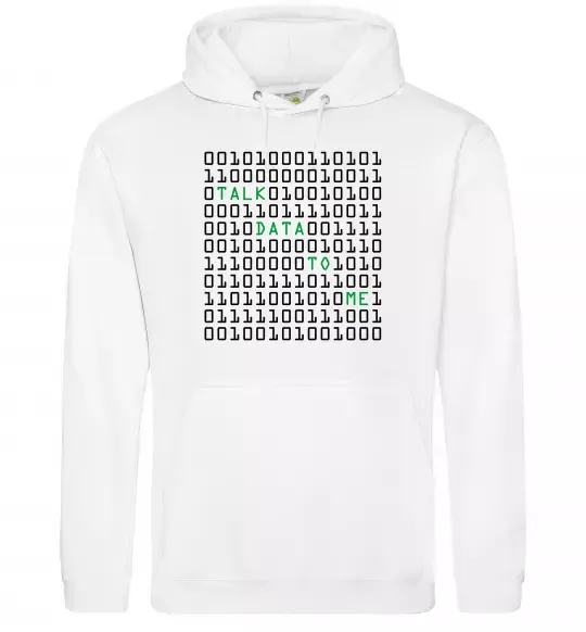 Мужская толстовка (худи) Talk data to me Белый фото