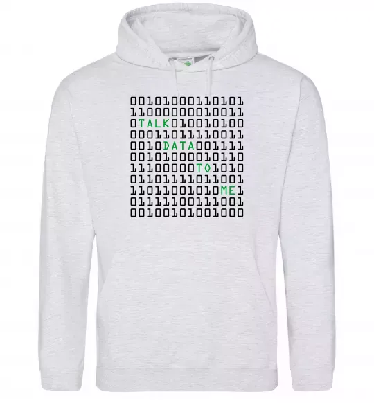 Мужская толстовка (худи) Talk data to me Серый меланж фото