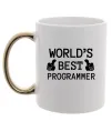 Чашка з кольоровою ручкою World`s best programmer Золото фото