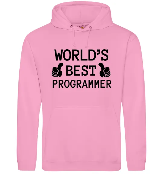 Мужская толстовка (худи) World`s best programmer Розовый фото