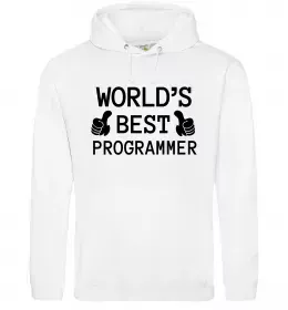 Мужская толстовка (худи) World`s best programmer Белый фото