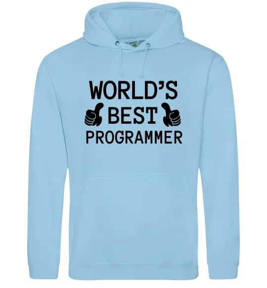 Мужская толстовка (худи) World`s best programmer Голубой фото