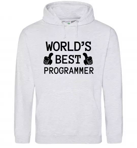 Женская толстовка (худи) World`s best programmer Серый меланж фото