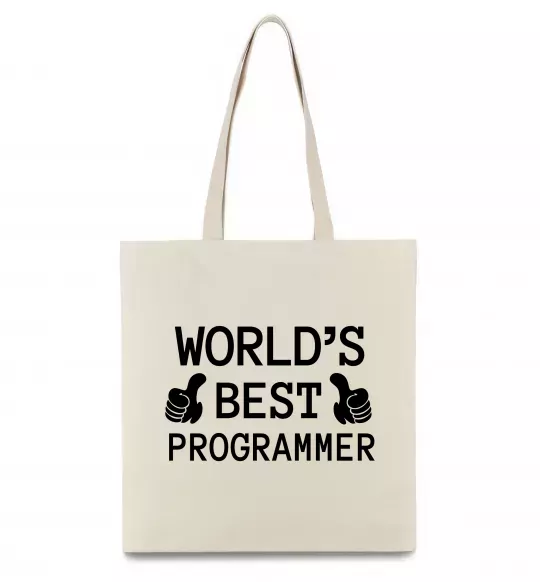 Еко-сумка World`s best programmer Бежевий фото