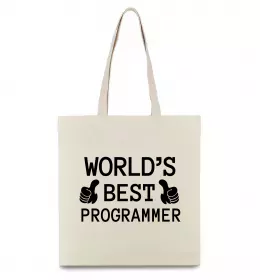 Еко-сумка World`s best programmer Бежевий фото
