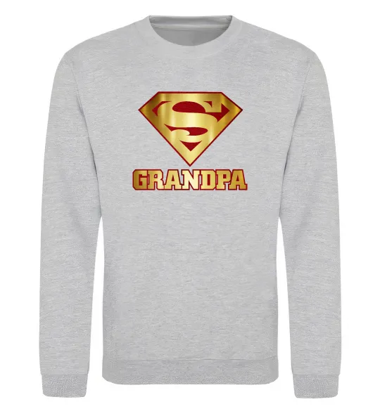 Свитшот Super grandpa Серый меланж фото