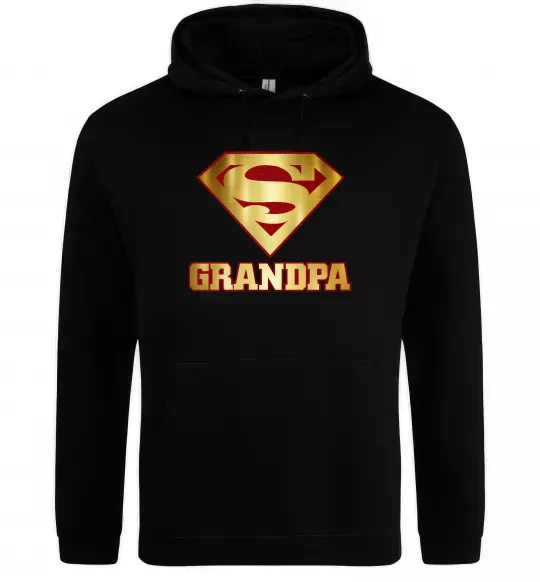 Чоловіча толстовка (худі) Super grandpa Чорний фото